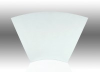 Bent glass for refrigerated counters